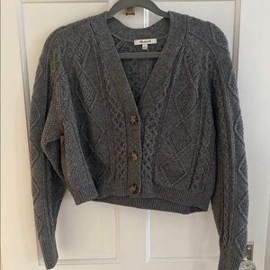 Madewell Gray Cropped Cardigan Sweater